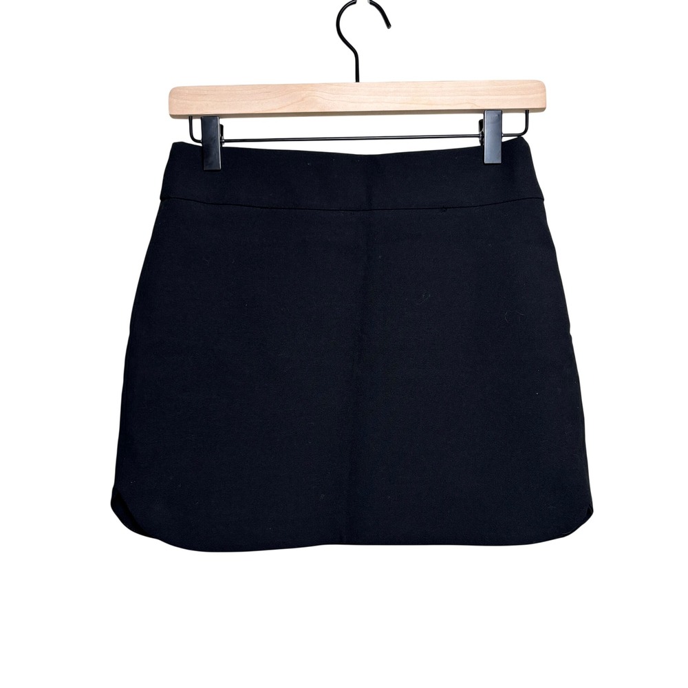 Zara Black Side Zip Stretch Nautical Career Wear‎ Casual Mini Skirt Womens XS US